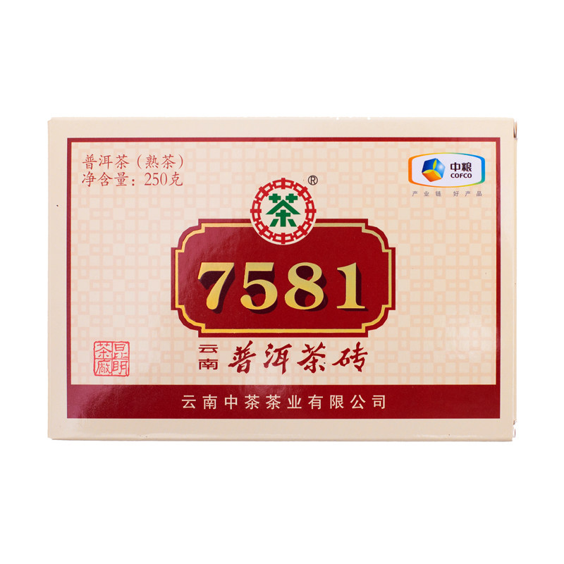 中茶7581普洱茶熟茶2019年中粮云南勐海6年干仓陈香精装版250g