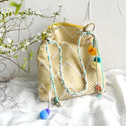 原创清新国风复古少女民族风波西米亚帆布单肩包中式小众大包旅行