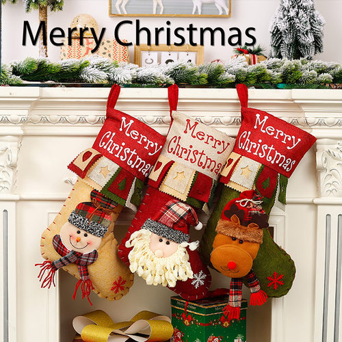 christmas立体卡通圣诞袜礼物袋老人新款高档装饰挂件圣诞氛围感