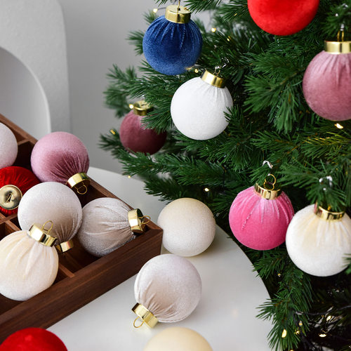 Christmas绒布圣诞球圣诞节装饰圣诞彩球圣诞装饰球挂件圣诞树挂