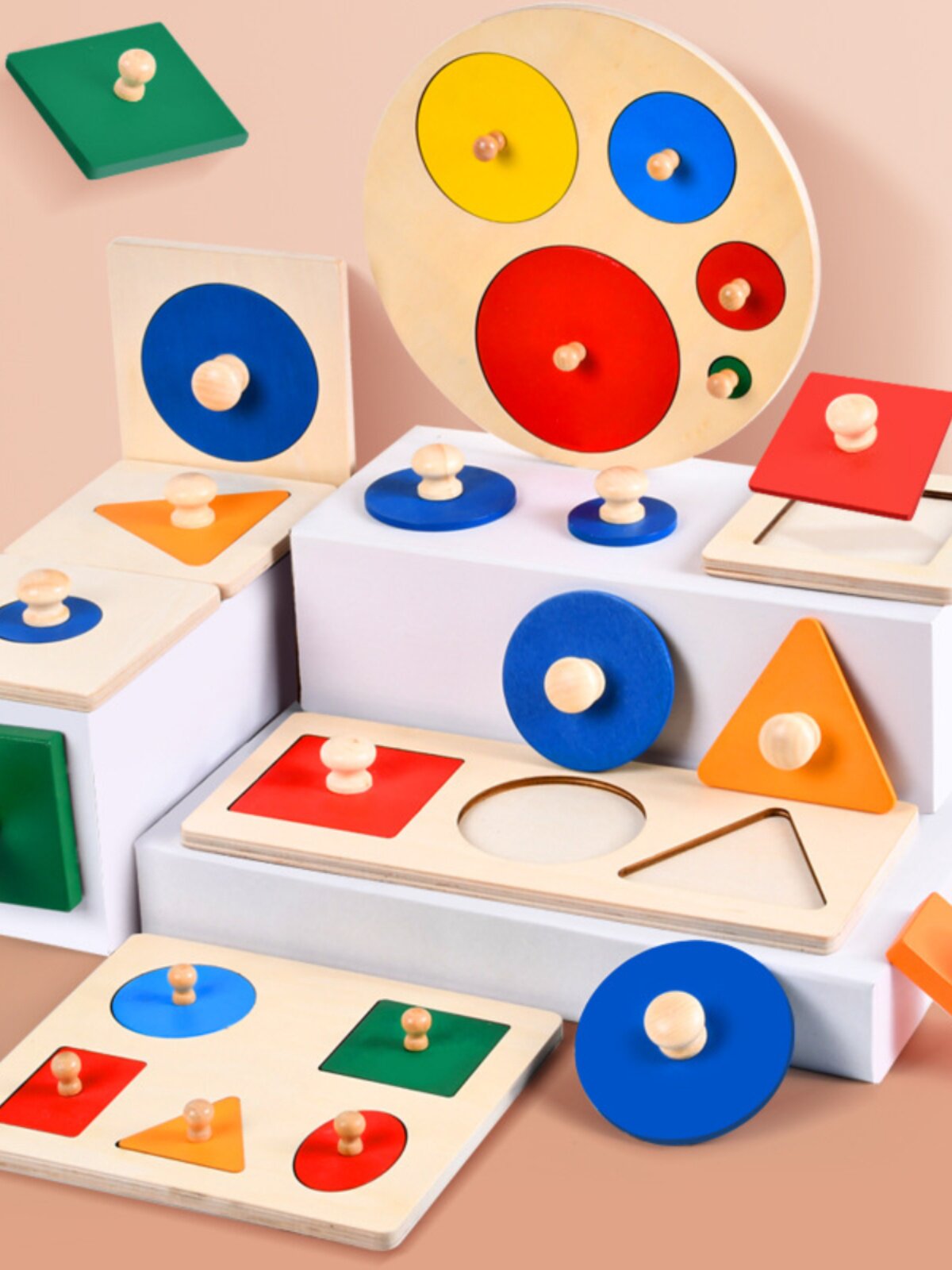어린이를위한 몬테소리 교육 보조 조기 교육 기하학 그림 패널 퍼즐 퍼즐 둥근 사각형 모양인지 페어링