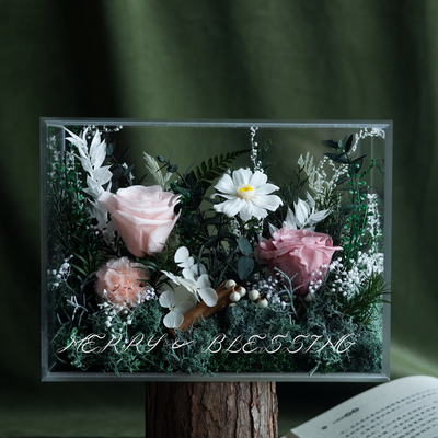 永生花玫瑰微景观礼盒保鲜真花盒