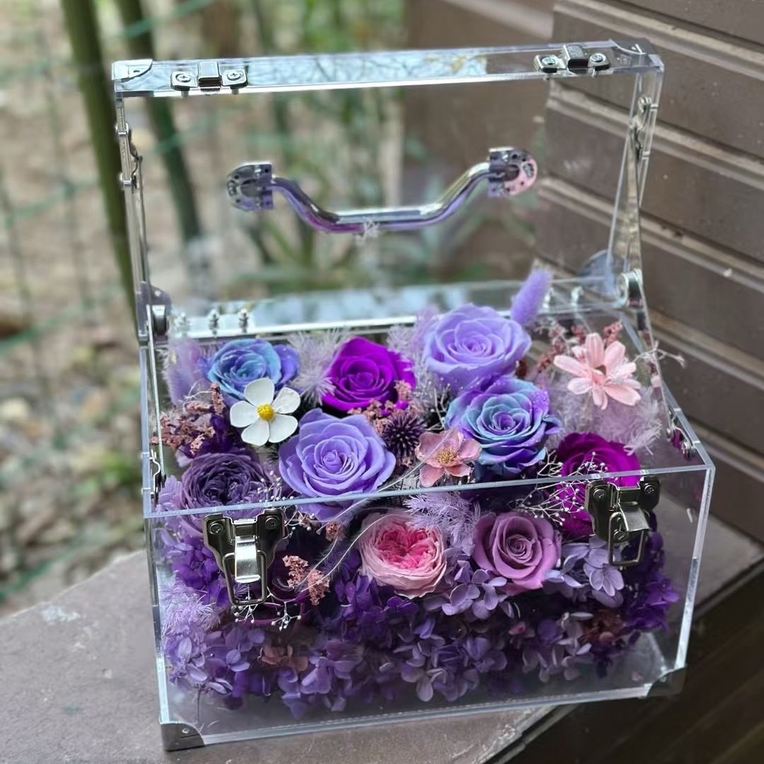 永生花莫奈花园行李箱玫瑰礼盒表白情人节生日圣诞礼物送女友老婆