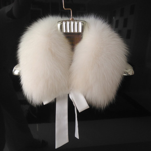 大唐皮草真毛狐狸毛毛领子整皮丝带韩版冬季保暖假领子蝴蝶结款