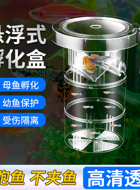 鱼缸孔雀鱼繁殖孵化隔离盒产卵产房小鱼幼鱼悬浮透明亚克力产卵房