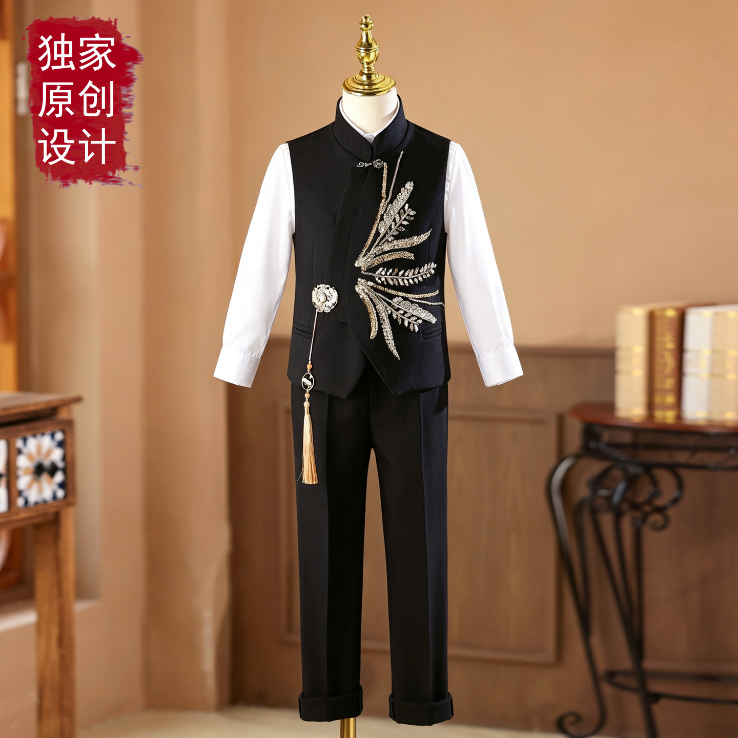 男童新中式礼服走秀朗诵演出服