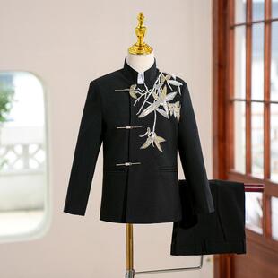 男童复古唐装中国风西服中山装男孩朗诵演讲主持人礼服新中式西装