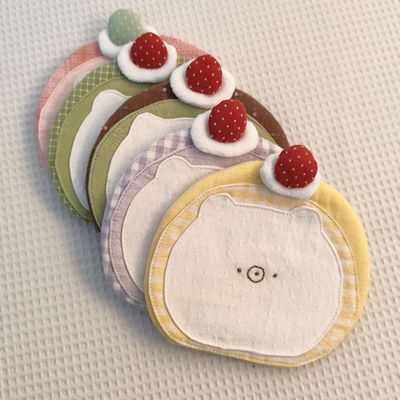 【甜品系列】沈小丹原创 窈窕虫手作杯垫 小熊瑞士卷 猪猪蛋糕卷