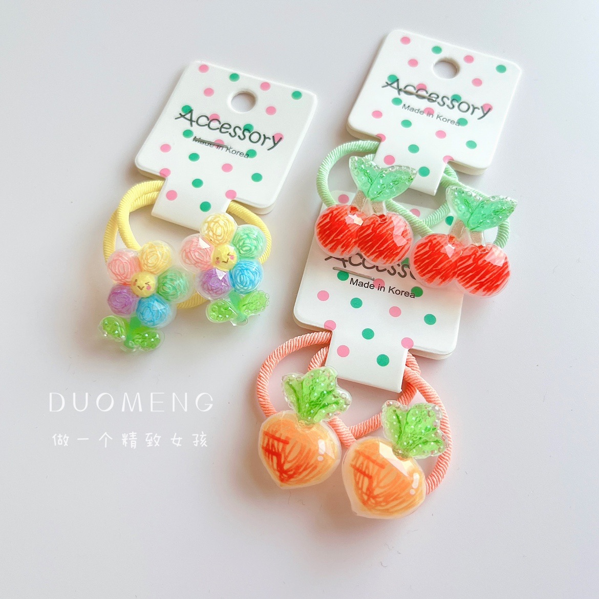 女童樱桃女孩发圈宝宝扎头发橡皮筋发饰儿童皮筋不伤发弹性好头绳