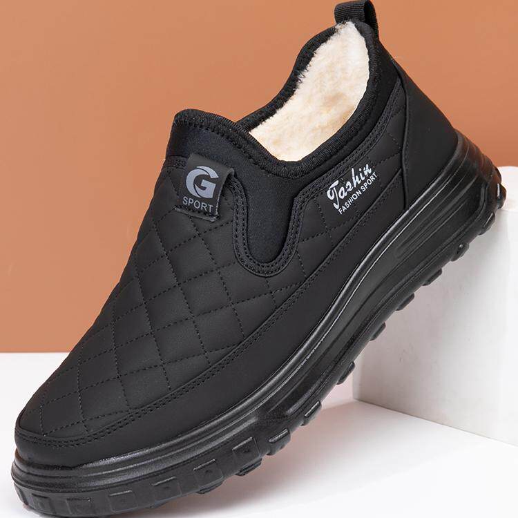 2024新款冬季棉鞋男老北京布鞋加绒加厚防滑保暖休闲一脚蹬爸爸鞋,流行男鞋,棉鞋,淘宝优惠券,粉丝福利购,淘宝优惠卷