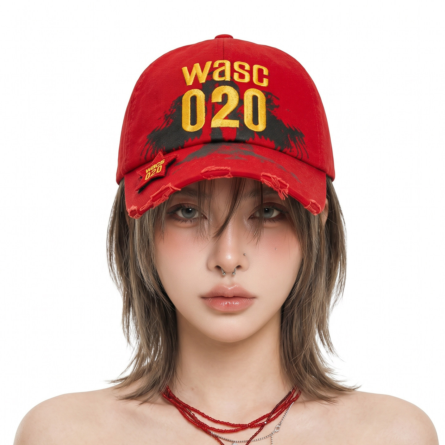 美式复古做旧破边刺绣遮阳棒球帽图片