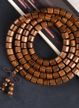 黑花梨桶珠手链108颗文玩佛珠手