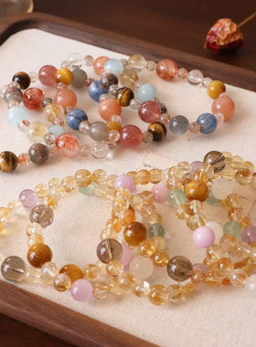 新品爆款天然黄塔晶手链串珠项链