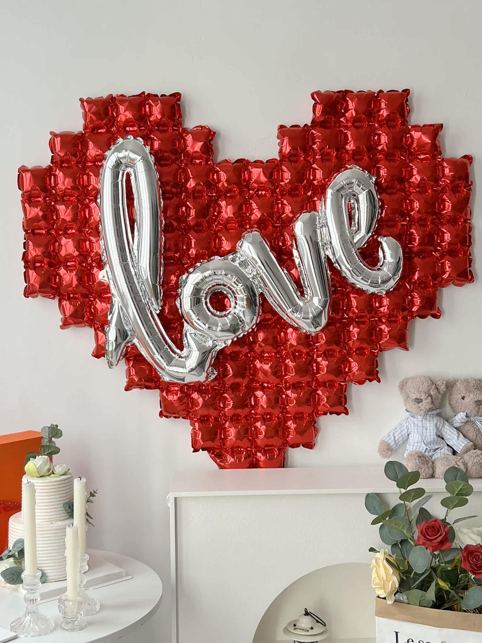 520情人节大爱心气球场景品布置情求婚氛围仪式感气球生日背景墙