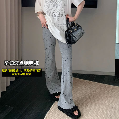 孕妇波点针织喇叭裤秋冬打底裤子