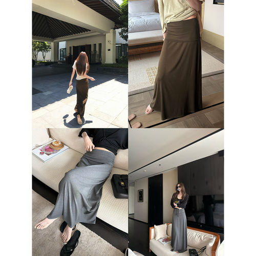 孕妇莫代尔托腹显瘦长款半身裙