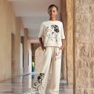 8-16岁外贸童装迪拜m女孩中大童公主短袖t恤松紧腰阔腿裤分开售