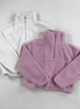 7-15岁外贸英单prim女孩中大童半拉链套头羊羔毛上衣绒衫外套