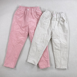 长裤 冬装 160内单女孩大童松紧腰灯芯绒加绒萝卜裤 120