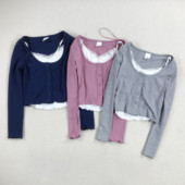 吊带两件套春秋夏款 16岁外贸童装 美单女孩中大童针织开衫