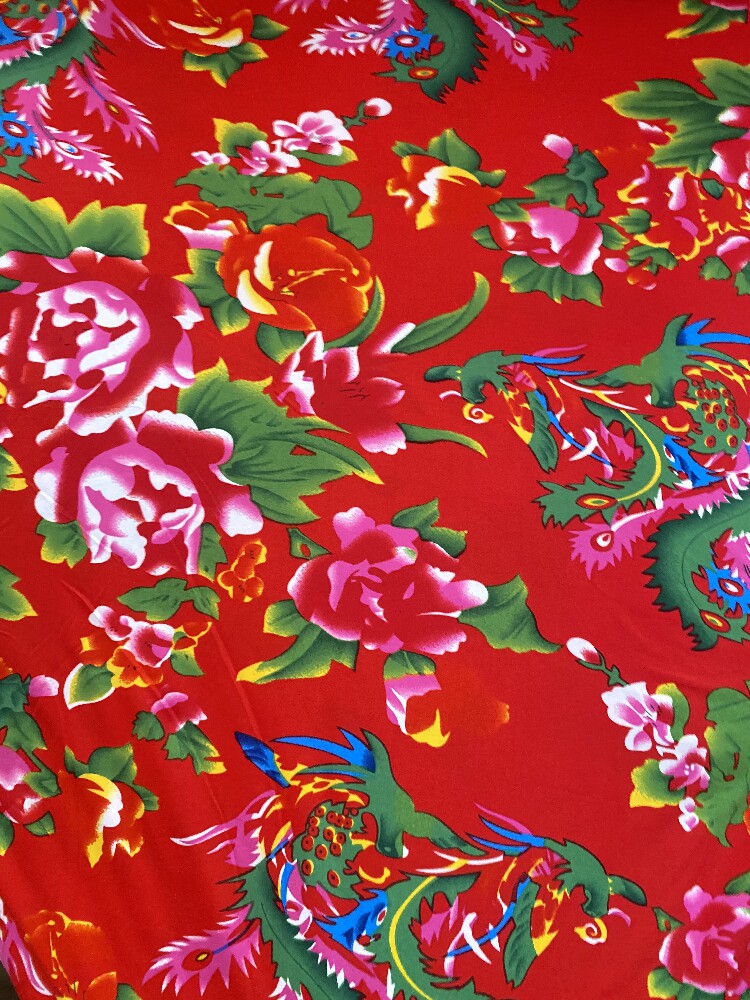 新款东北大花印花牛奶丝高弹氨纶服装棉衣棉服布料桌布沙发椅套布