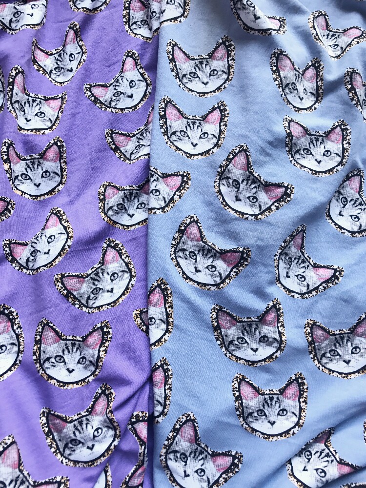 豹纹小猫全棉弹力薄款毛圈布料卫衣运动服布儿童亲子装面料