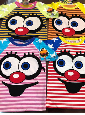 童装 2025春夏款新 果酱条纹jam儿童笑脸卡通 插肩短袖T恤2151020