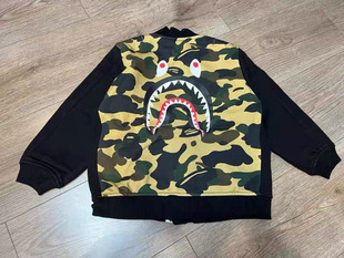 亲子装双层鲨鱼迷彩外套 25秋冬高定童装鲨鱼迷彩男女童夹克外套