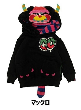 mijello2025春款 亲子装jam卡通立体刺绣尾巴连帽加绒卫衣男女童