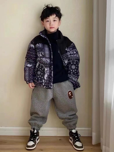 宽松加厚鸭绒冬季 儿童时尚 保暖 腰果花羽绒服 mijello25秋冬亲子款