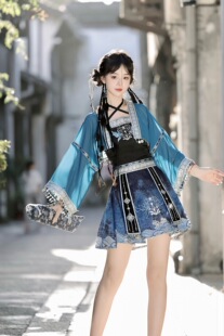 银铃原创改良汉服国风汉元素新中式苗疆女异域风短裙苗族民族风