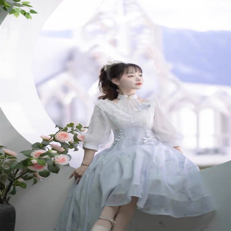 鸢尾梦原创优雅连衣裙洛丽塔