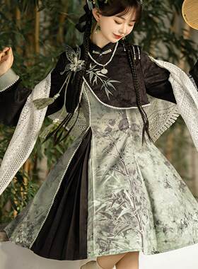 Lolita烟竹旗袍中式国风汉服