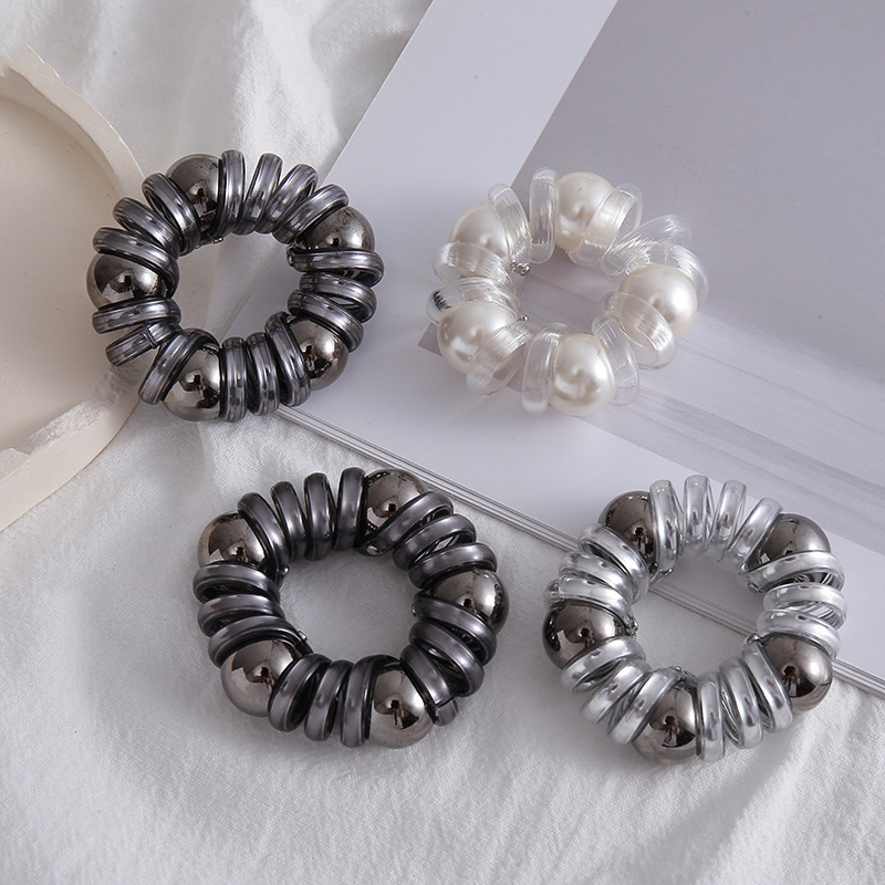 时尚珍珠电话线发圈头饰简约