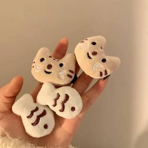 猫吃鱼~可爱毛绒小猫咪发夹