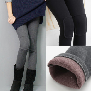 布贴高腰外穿小脚女 修补程式 专柜2024秋冬加绒加厚纯棉内搭裤 韩版