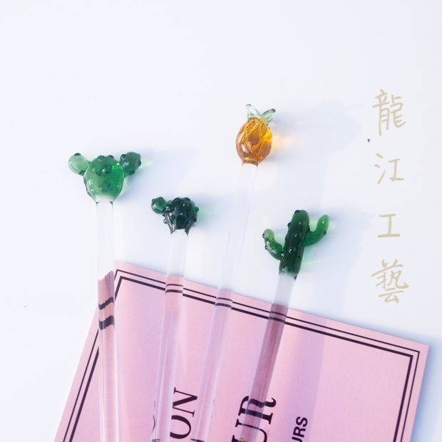 手作菠萝仙人掌玻璃搅拌棒 耐高温调酒棒咖啡奶粉搅拌器包邮|ruв категории кухня/посуда, кухонный Гаджет/кухня хранения, движение стержня - от Buy2taobao.com для оказания профессиональной услуги покупки агента Taobao
