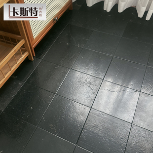 中式餐厅仿古地砖黑色天然石材莱姆石瓷砖民宿户外庭院仿古砖院子
