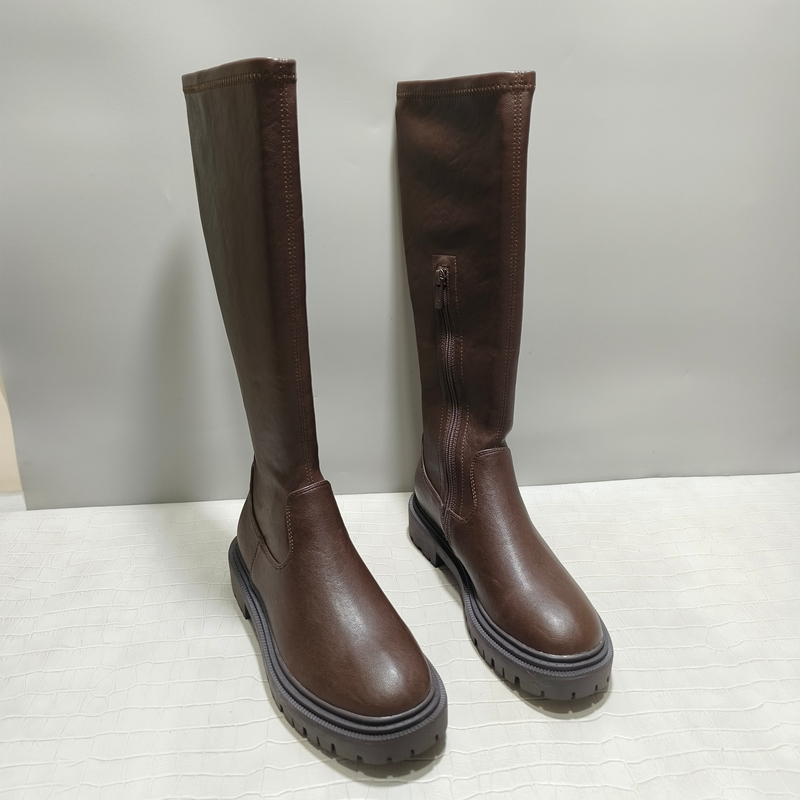 外贸原单女鞋厚底美拉德系弹力靴