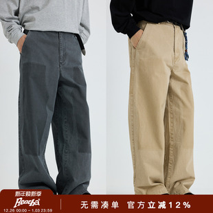 伐木直筒长裤 REOCHA热呈25秋冬新品 酵素水洗vintage纯棉双膝工装