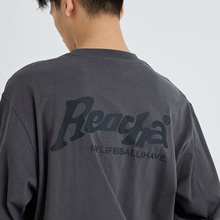 T恤男秋冬纯棉圆领情侣宽松潮牌上衣 长袖 REOCHA热呈秋季 印花美式