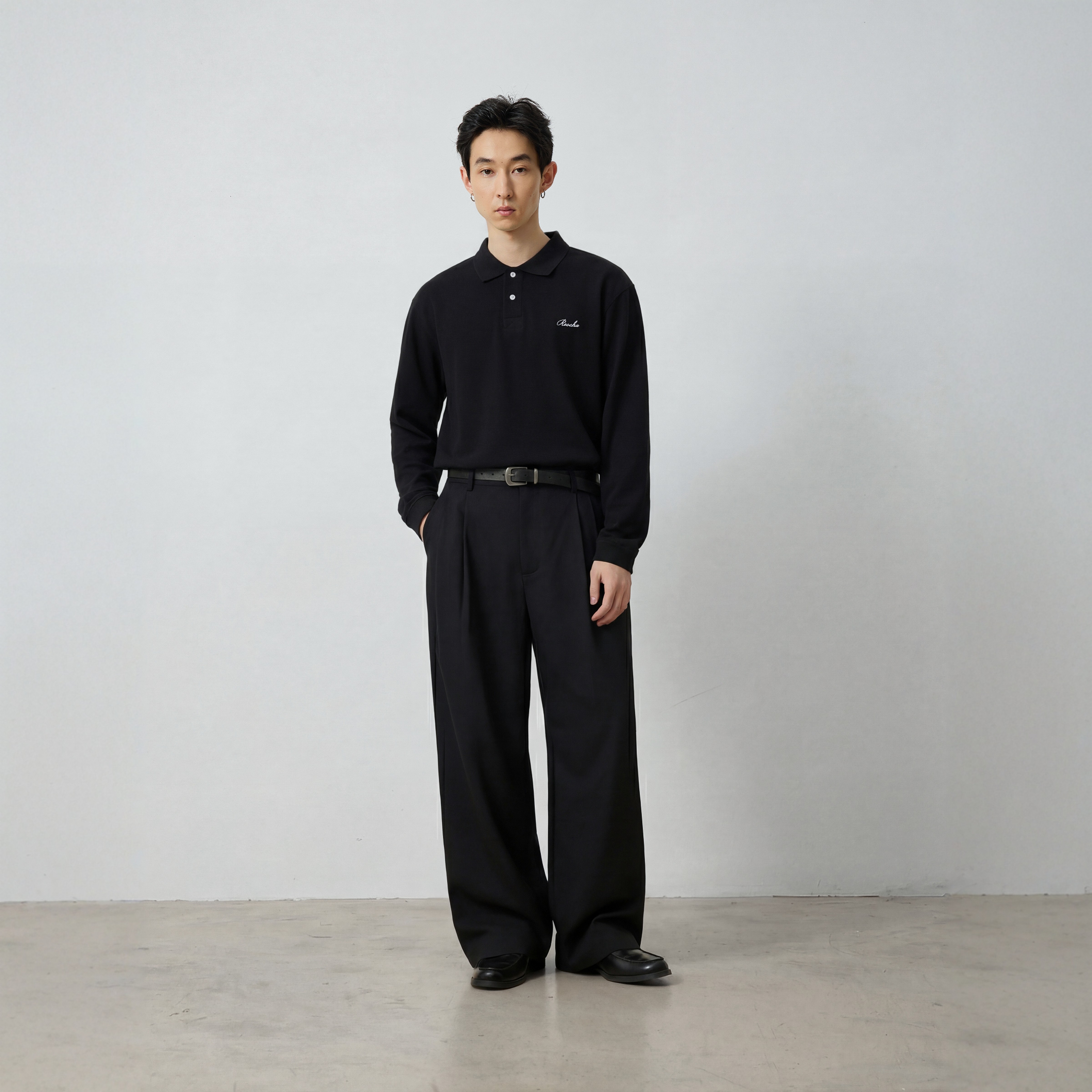 REOCHA热呈logo刺绣长袖T恤男头翻领潮牌国潮复古宽松美式POLO衫,男装,T恤,淘宝优惠券,粉丝福利购,淘宝优惠卷