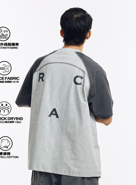 REOCHA热呈26春夏新款索罗娜速干t恤男运动户外印花拼色插肩短袖