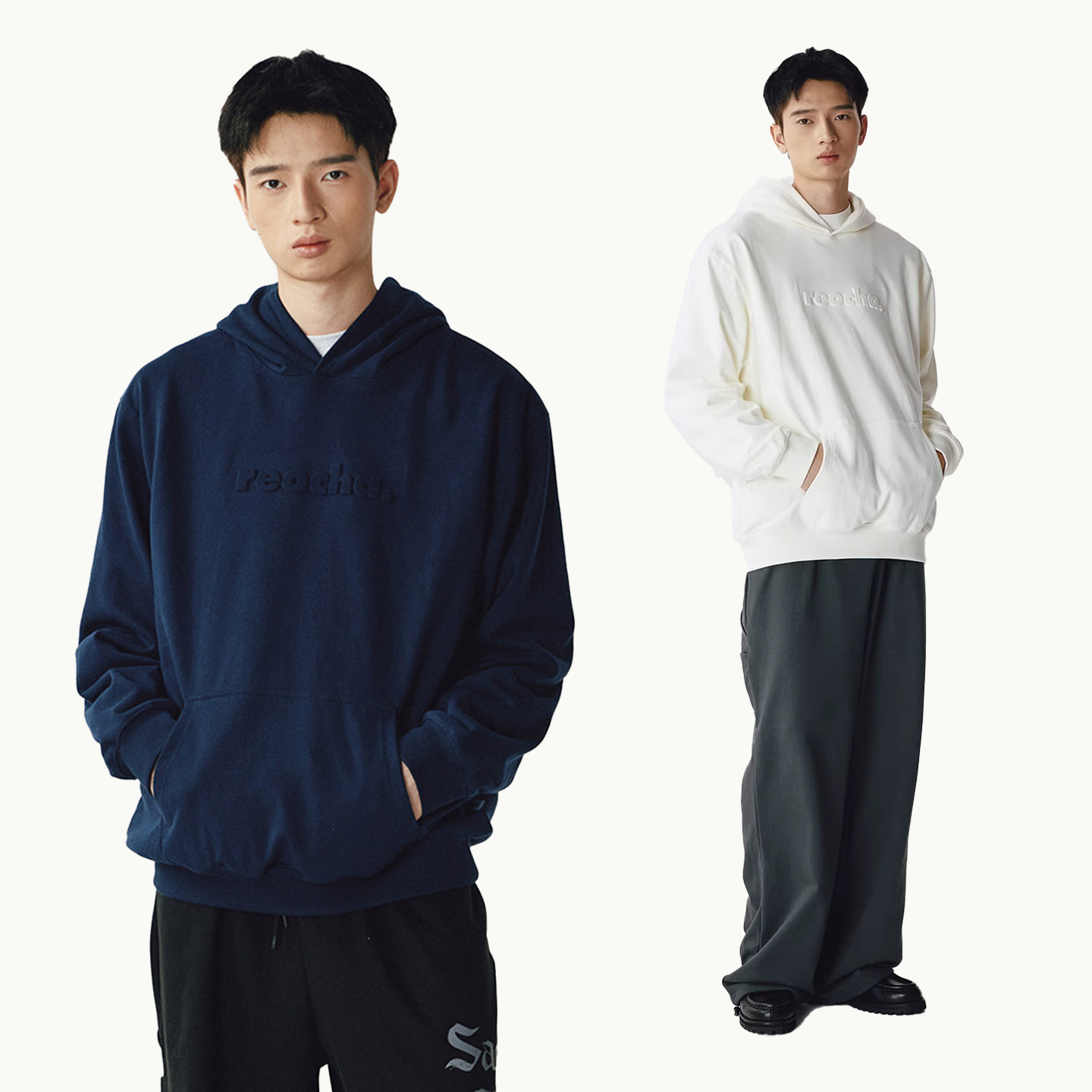 REOCHA压印字母连帽卫衣