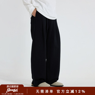 男 日常通勤休闲百搭秋冬卫裤 REOCHA热呈新25AW款 双褶卷边直筒卫裤