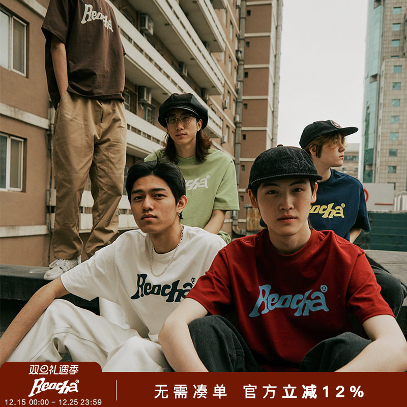 REOCHA夏季印花短袖潮牌圆领宽松