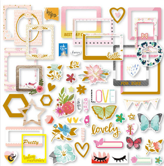 茱迪手工 手帐素材scrapbook烫金预切割 相框贴纸 小相框