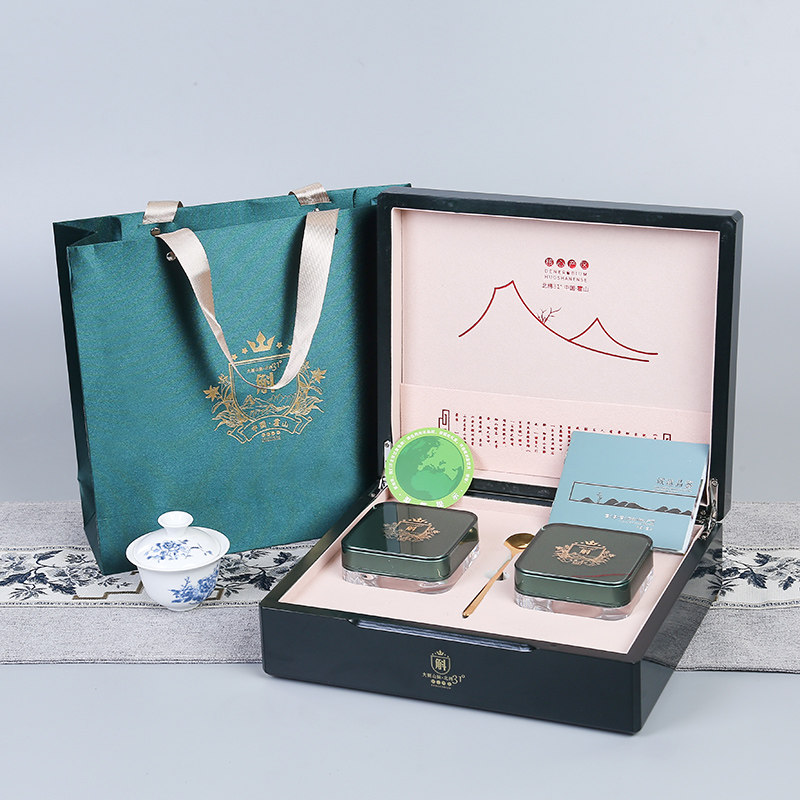 霍山石斛包装盒高档50克空礼盒铁皮石斛亚克力双罐礼品盒烤漆木盒