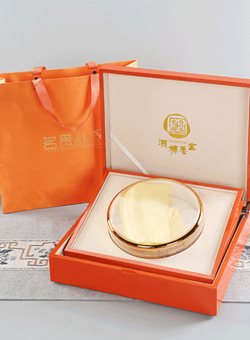 虫草包装盒亮光橙色亚克力圆盒金边那曲冬虫夏草木质礼盒燕窝空盒