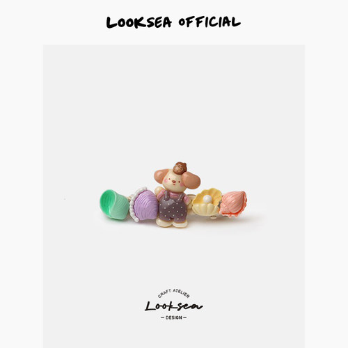 Looksea official日系卡通小熊小兔发夹夏季海边女刘海侧边夹发饰